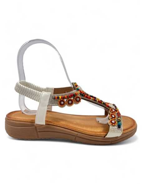 Sandalia plana de verano para mujer blanco - Timbos Zapatos