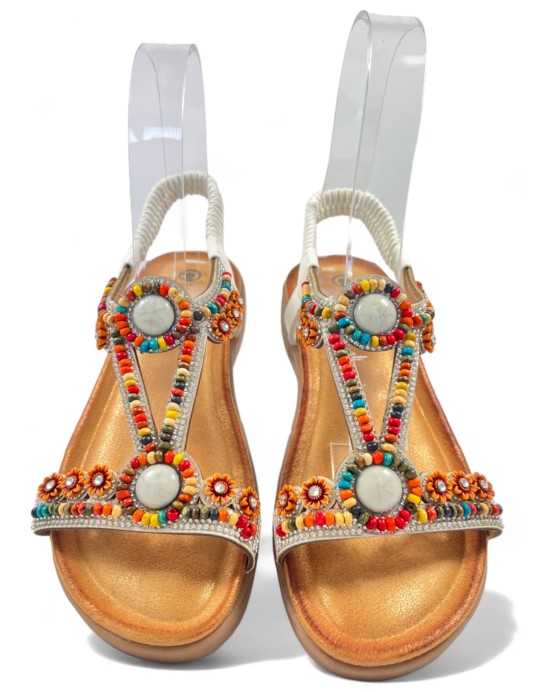 Sandalia plana de verano para mujer blanco - Timbos Zapatos