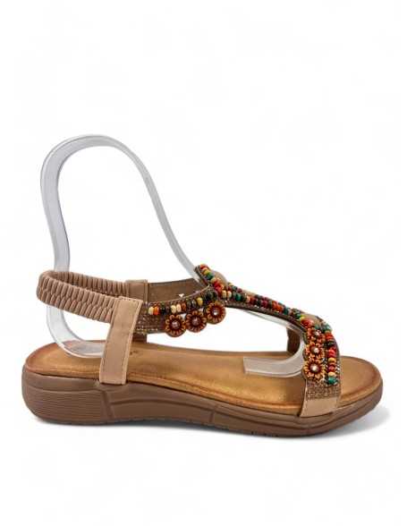Sandalia plana de verano para mujer nude - Timbos Zapatos