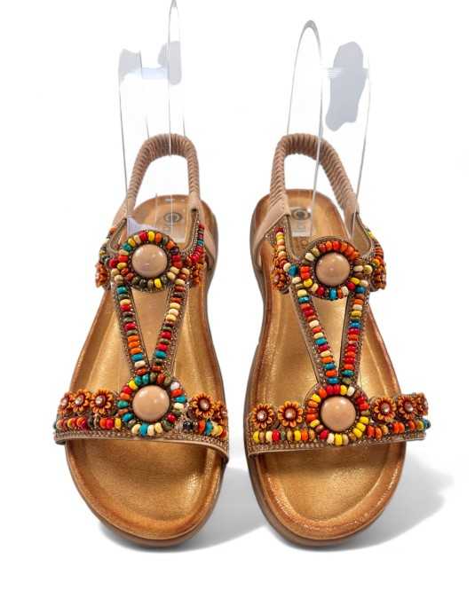 Sandalia plana de verano para mujer nude - Timbos Zapatos