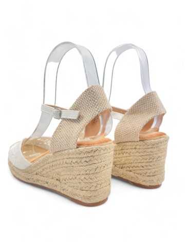 Sandalia cuña y plataforma color blanco - Timbos Zapatos