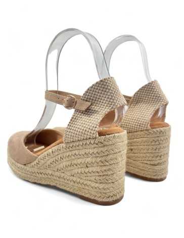 Sandalia cuña y plataforma color beige - Timbos Zapatos