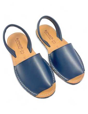 Menorquina de piel para mujer en color azul - Timbos Zapatos