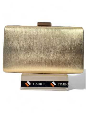 Clutch de fiesta metalizado color oro - Timbos Zapatos