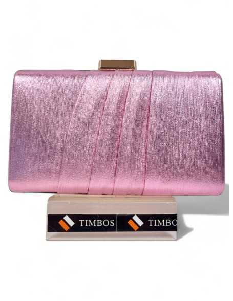 Clutch de fiesta metalizado color rosa - Timbos Zapatos