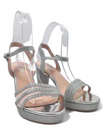 Sandalia de fiesta con tacón plata - Timbos Zapatos