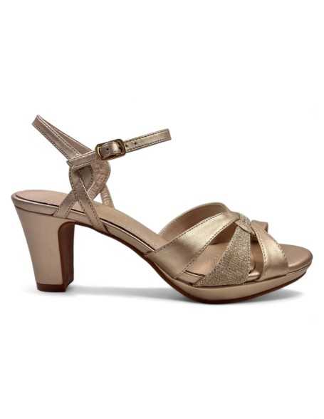 Sandalia taupe de fiesta, tacón cómodo - Timbos Zapatos