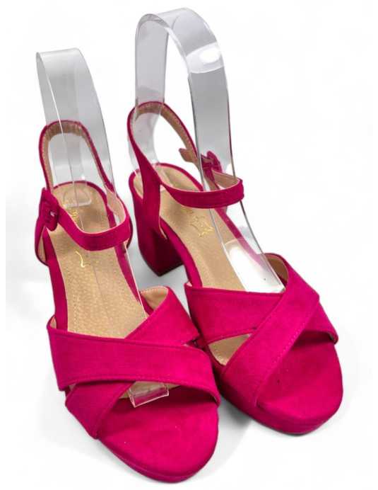 Sandalia tacon plataforma vestir color buganvilla - Timbos Zapatos