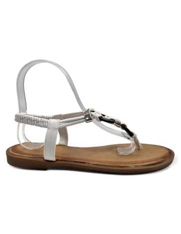 Sandalia esclava plana de verano para mujer blanco - Timbos Zapatos