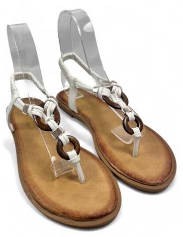 Sandalia esclava plana de verano para mujer blanco - Timbos Zapatos