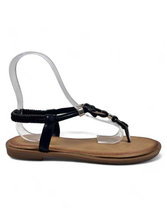 Sandalia esclava plana de verano para mujer negro - Timbos Zapatos