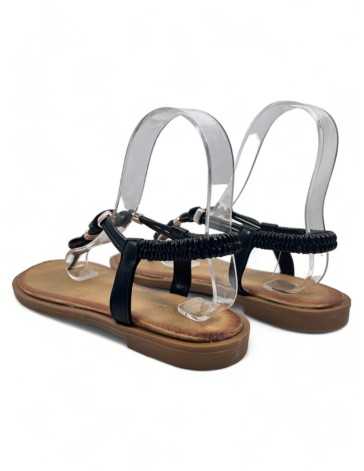 Sandalia esclava plana de verano para mujer negro - Timbos Zapatos