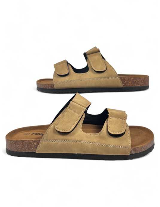 Sandalia plana hombre color camel - Timbos Zapatos