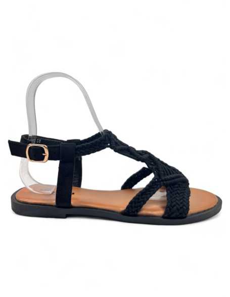 Sandalia plana de verano para mujer negro - Timbos Zapatos