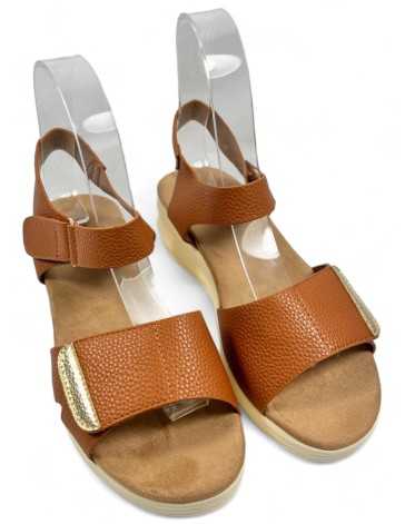 Sandalia cuña cómoda de verano cuero - Timbos Zapatos