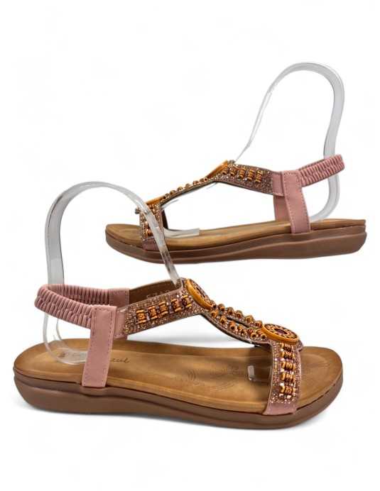 Sandalia cuña cómoda de verano rosa - Timbos Zapatos