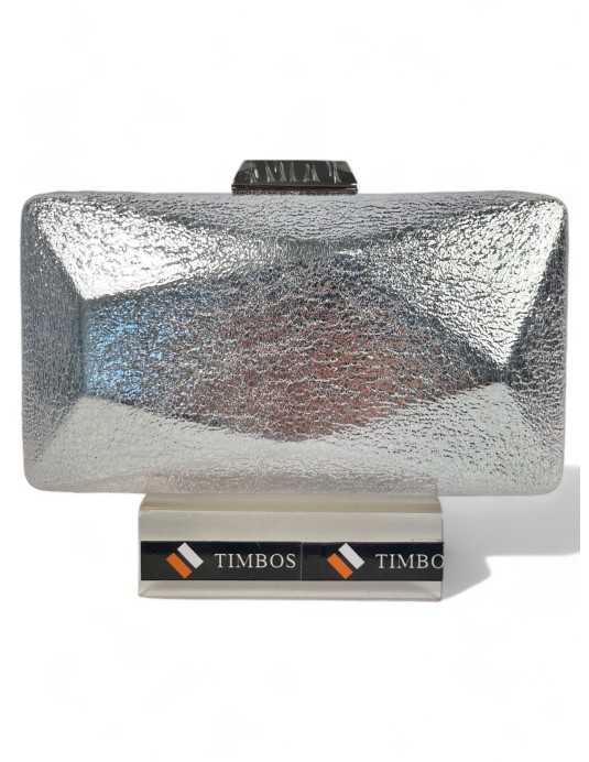 Clutch de fiesta metalizado color plata - Timbos Zapatos