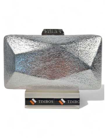 Clutch de fiesta metalizado color plata - Timbos Zapatos