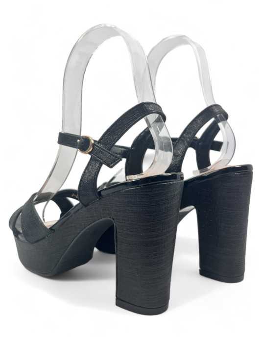 Sandalia tacon fiesta plataforma mujer negro - Timbos Zapatos
