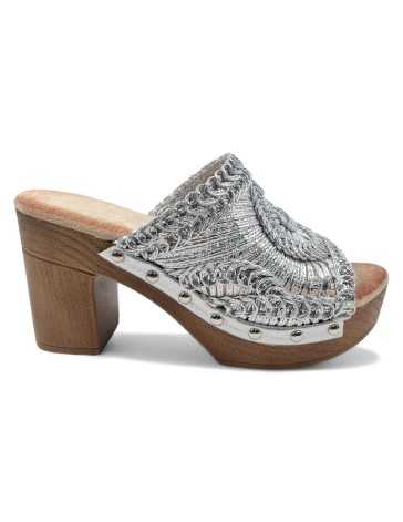 Zueco de madera en color plata - Timbos Zapatos