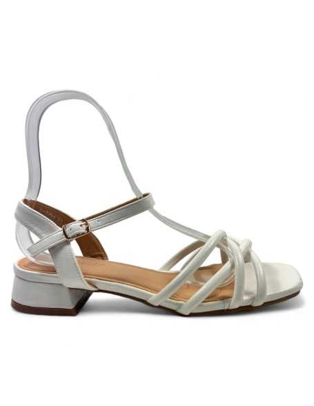 Sandalia tacon dia mujer blanco - Timbos Zapatos