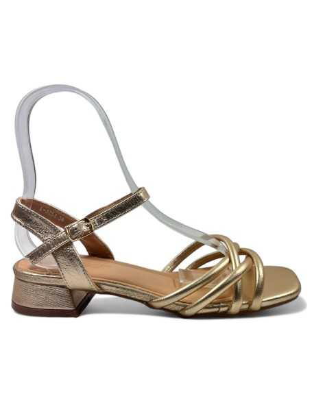 Sandalia tacon dia mujer oro - Timbos Zapatos