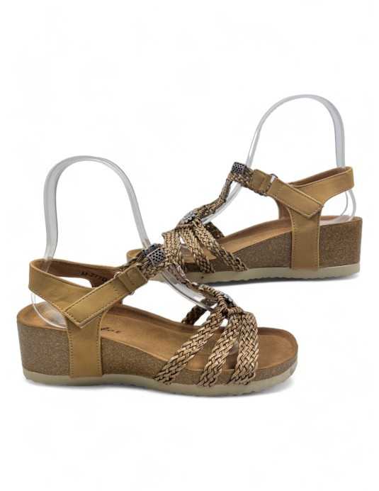 Sandalia cuña cómoda de verano taupe - Timbos Zapatos