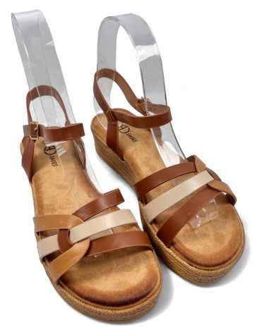 Sandalia cuña plataforma de verano camel - Timbos Zapatos