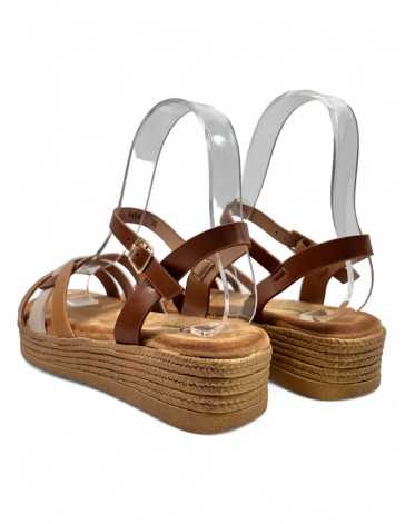 Sandalia cuña plataforma de verano camel - Timbos Zapatos