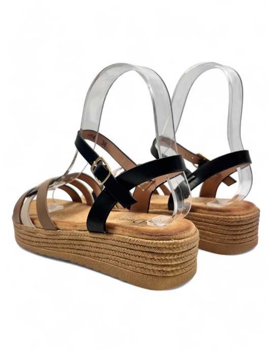 Sandalia cuña plataforma de verano negro - Timbos Zapatos
