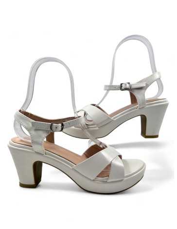 Sandalia tacón plataforma novias blanco - Timbos zapatos