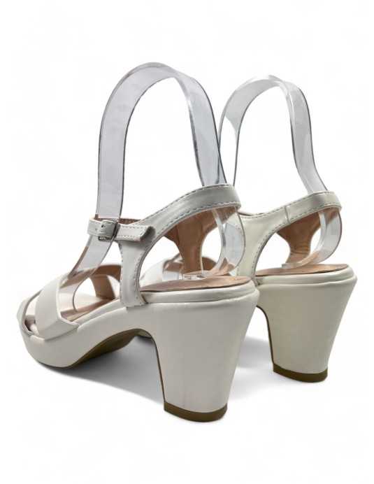 Sandalia tacón plataforma novias blanco - Timbos zapatos