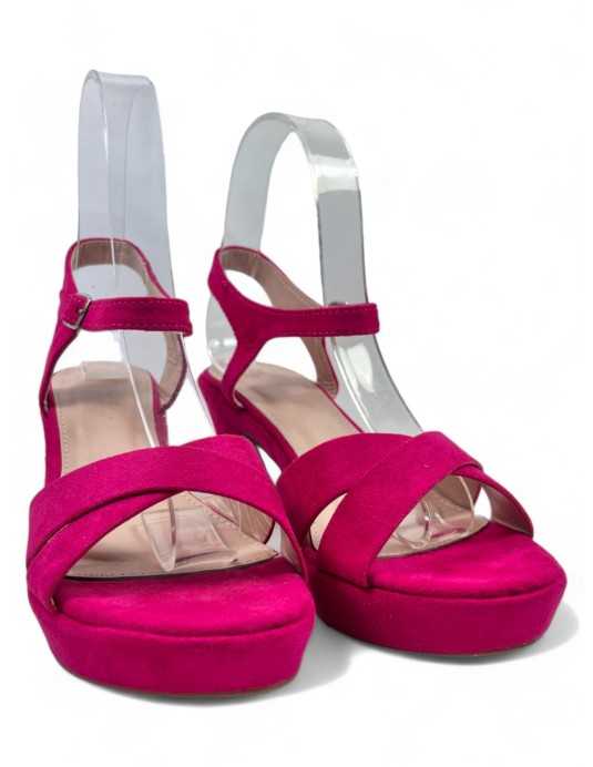 Sandalias vestir mujer tacón bajo color fucsia - Timbos zapatos