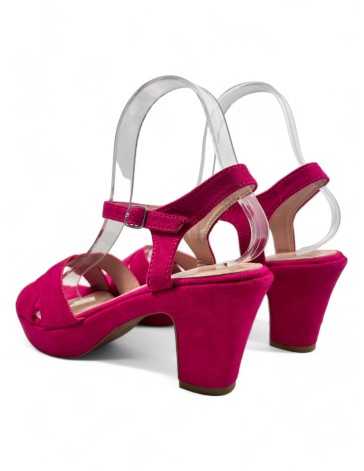 Sandalias vestir mujer tacón bajo color fucsia - Timbos zapatos