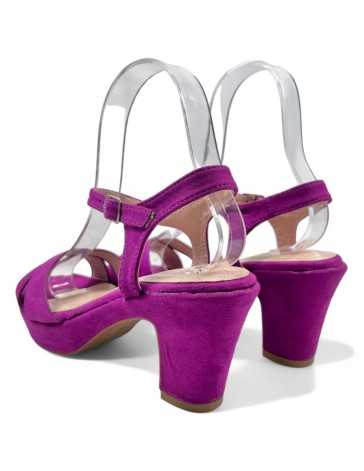 Sandalias vestir mujer tacón medio color buganvilla - Timbos zapatos