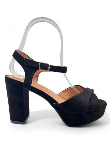 Sandalia tacon vestir plataforma mujer negro - Timbos Zapatos