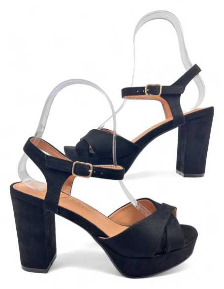Sandalia tacon vestir plataforma mujer negro - Timbos Zapatos