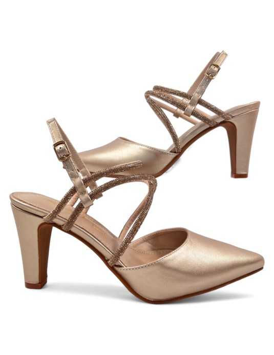 Sandalia tacon fino de vestir taupe - Timbos Zapatos