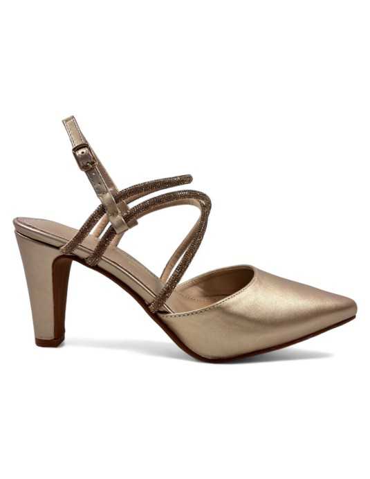 Sandalia tacon fino de vestir taupe - Timbos Zapatos