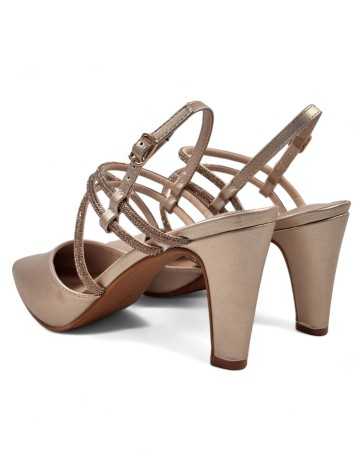 Sandalia tacon fino de vestir taupe - Timbos Zapatos