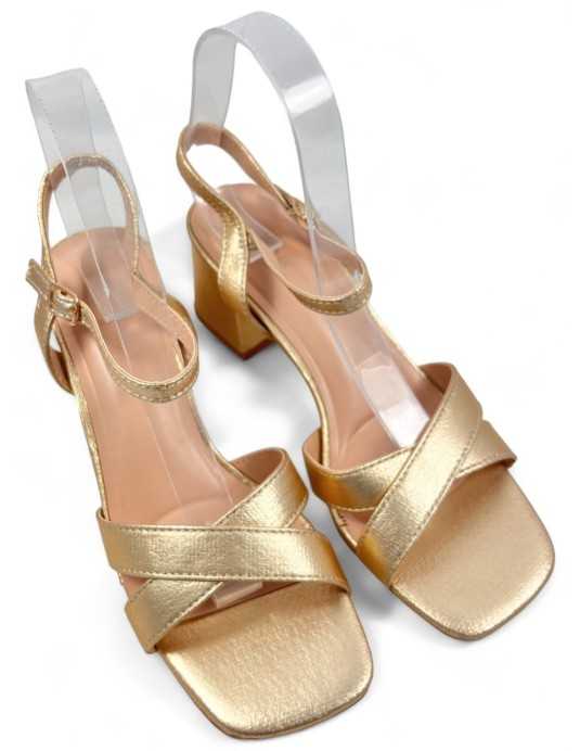 Sandalia tacon fino de fiesta oro - Timbos Zapatos