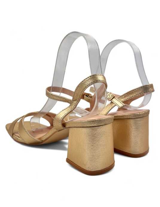 Sandalia tacon fino de fiesta oro - Timbos Zapatos