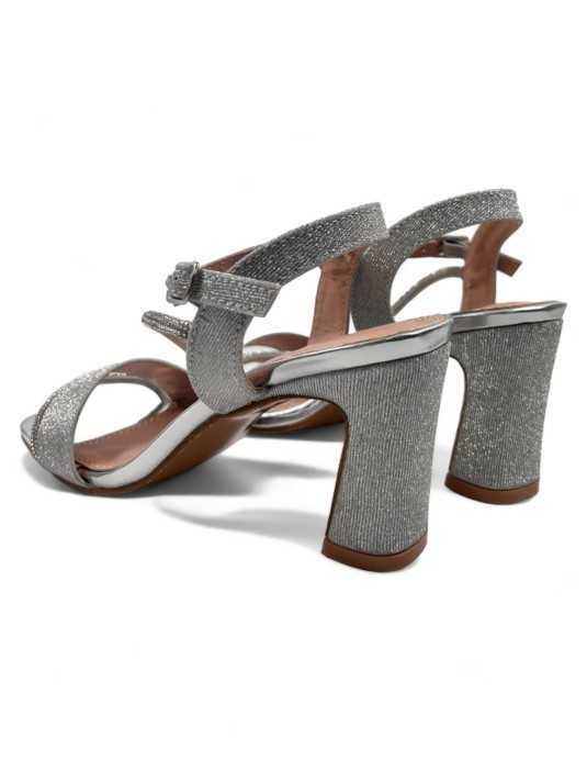 Sandalia tacon fino de fiesta plata - Timbos Zapatos