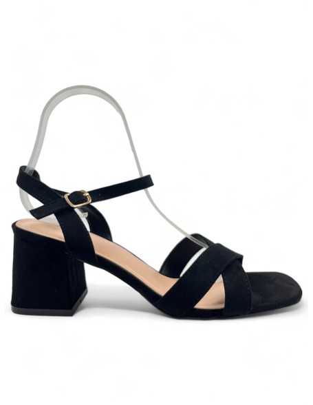 Sandalia tacon fino de vestir negro - Timbos Zapatos