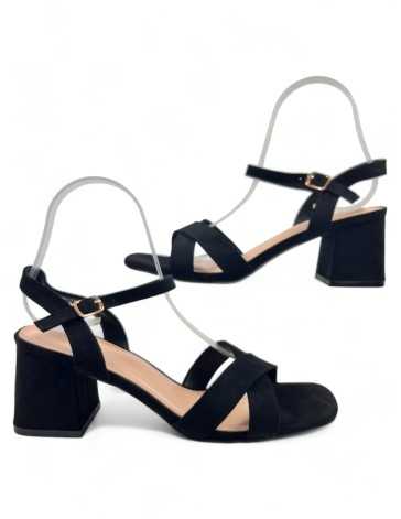 Sandalia tacon fino de vestir negro - Timbos Zapatos