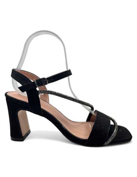 Sandalia tacon fino de vestir negro - Timbos Zapatos