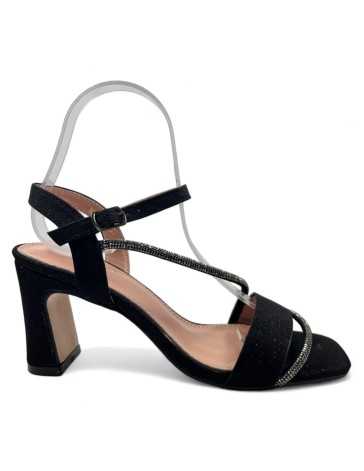 Sandalia tacon fino de vestir negro - Timbos Zapatos