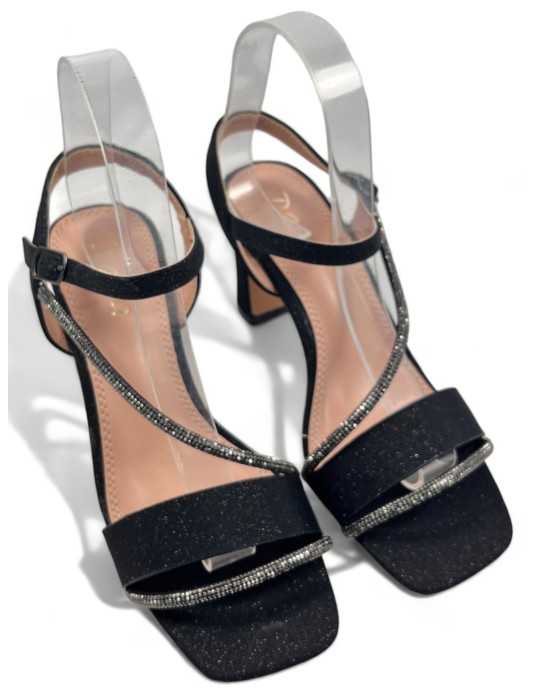 Sandalia tacon fino de vestir negro - Timbos Zapatos