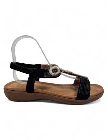 Sandalia plana comoda de verano negro - Timbos Zapatos