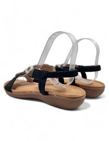 Sandalia plana comoda de verano negro - Timbos Zapatos